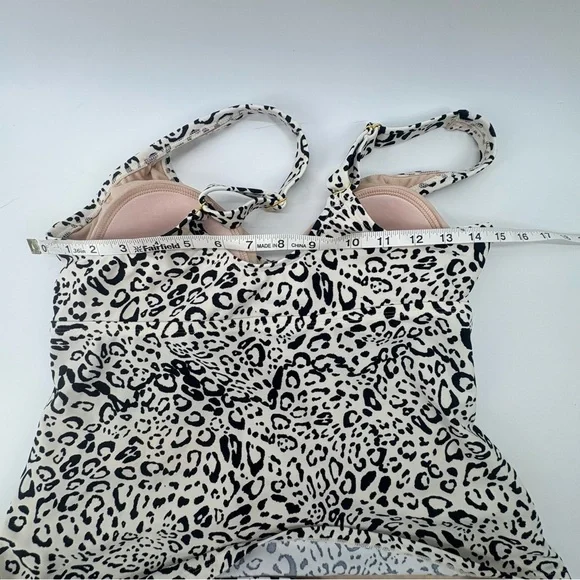 KONA Sol Large (12-14) Off White/Black Twist-Front Leopard Print Tankini Top New - Picture 10 of 12